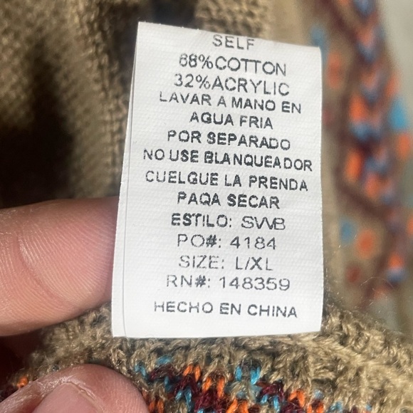 Cactus Patterned Poncho with Fringe Size L/XL - Picture 7 of 7